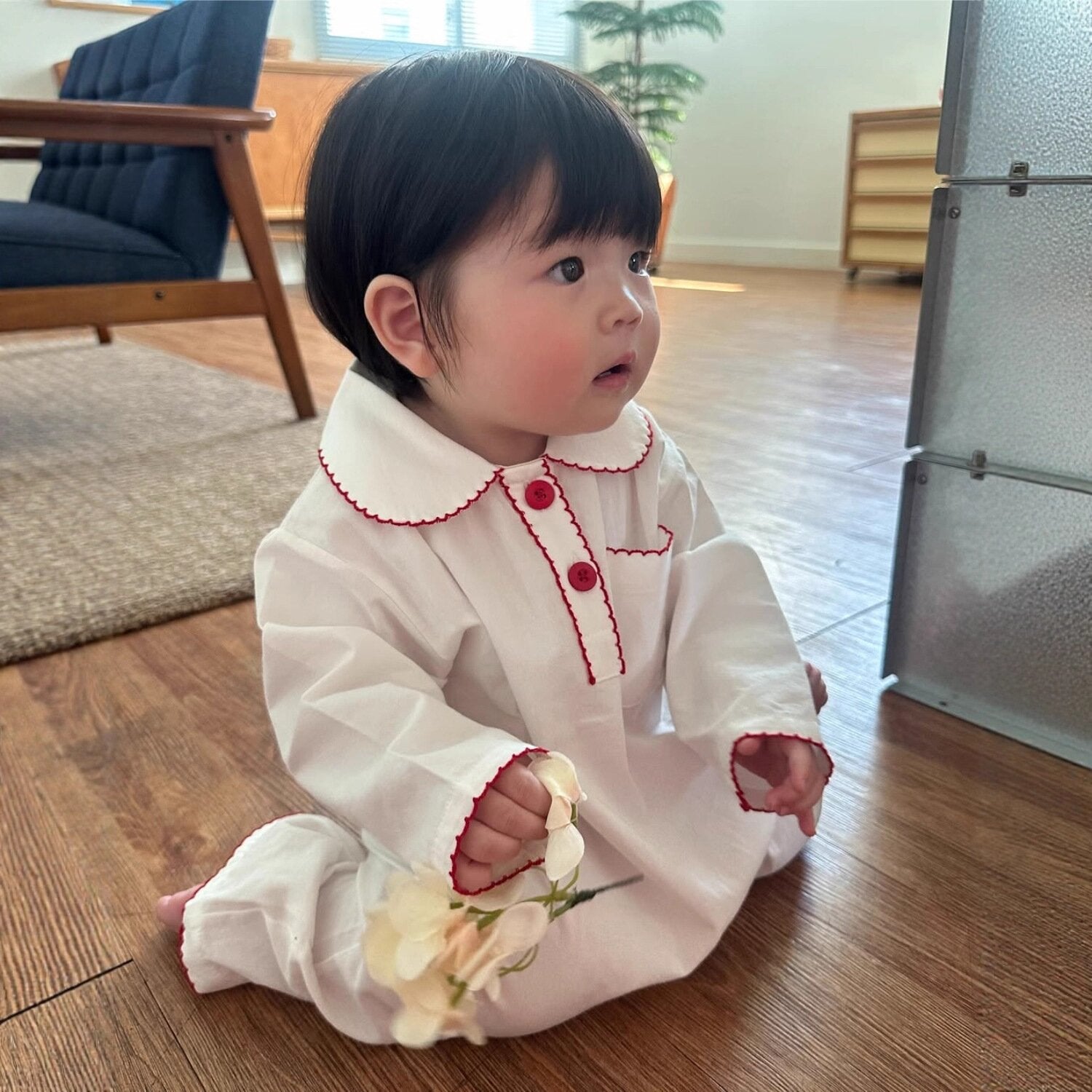長袖ロンパース Two-Button Pocket Romper 2ボタン ポケット付ロンパース【mh0012120】