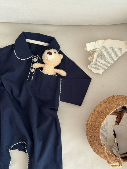 長袖ロンパース Two-Button Pocket Romper 2ボタン ポケット付ロンパース【mh0012120】