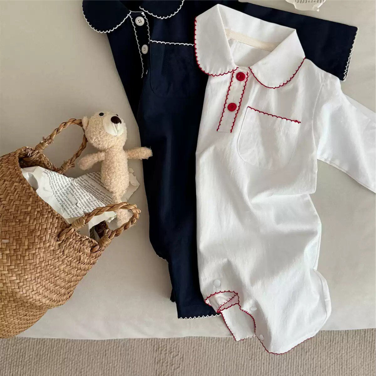 長袖ロンパース Two-Button Pocket Romper 2ボタン ポケット付ロンパース【mh0012120】
