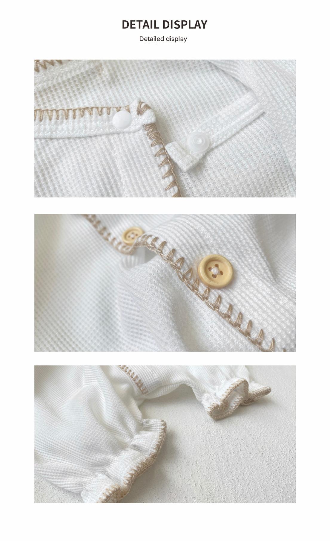 長袖ロンパース Waffle Lantern Sleeve Jumpsuit ワッフル地 ランタンスリーブ ロンパース【mh0011942】