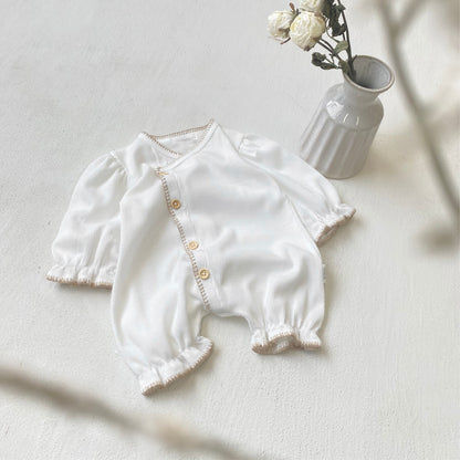 長袖ロンパース Waffle Lantern Sleeve Jumpsuit ワッフル地 ランタンスリーブ ロンパース【mh0011942】