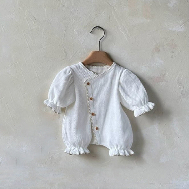 長袖ロンパース Waffle Lantern Sleeve Jumpsuit ワッフル地 ランタンスリーブ ロンパース【mh0011942】