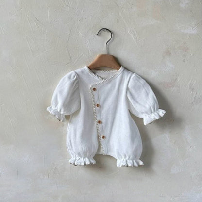 長袖ロンパース Waffle Lantern Sleeve Jumpsuit ワッフル地 ランタンスリーブ ロンパース【mh0011942】