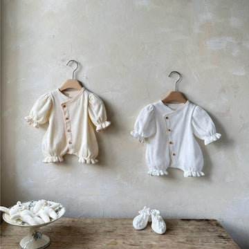 長袖ロンパース Waffle Lantern Sleeve Jumpsuit ワッフル地 ランタンスリーブ ロンパース【mh0011942】