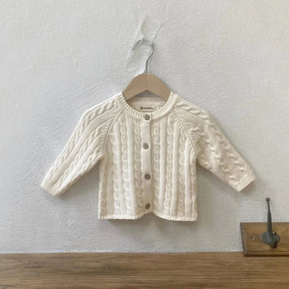 カーディガン・パーカー White / 6M  66CM ベビーカーディガン アランニットケーブル編みカーディガンジャケット【mh0008739】