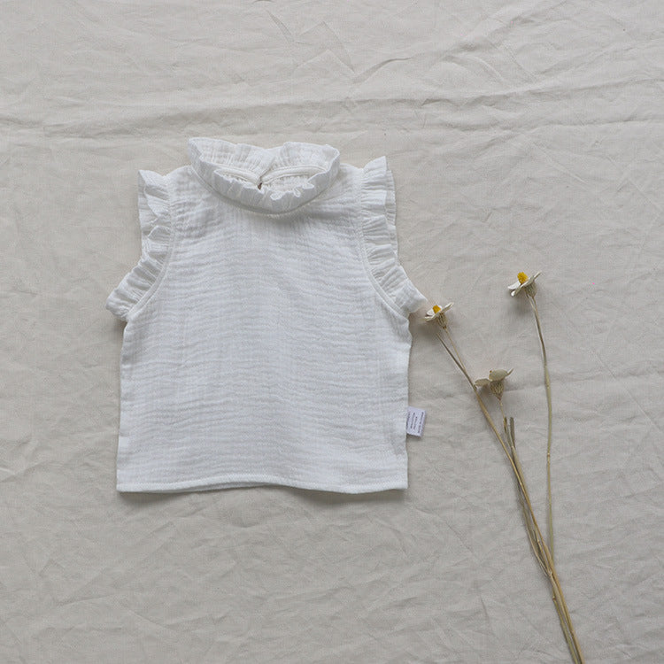 タンクトップ・キャミソール・ノースリーブトップス White / 73cm Floral Sleeveless Baby Blouse 花柄 ノースリーブ ブラウス【mh0012122】