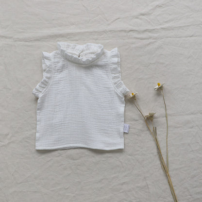 タンクトップ・キャミソール・ノースリーブトップス White / 73cm Floral Sleeveless Baby Blouse 花柄 ノースリーブ ブラウス【mh0012122】