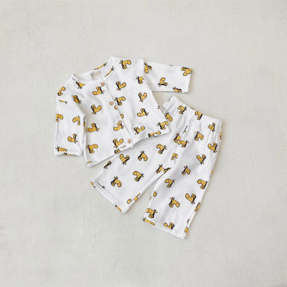 長袖パジャマ White / 73cm ワッフルアニマルルームウェア長袖パジャマセット【mh0011133】