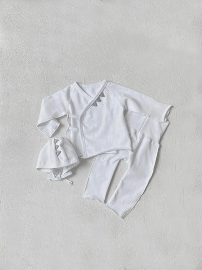 長袖セットアップ White tops Pants hat / 6M  66CM ベビーセットアップ 2点セット 長袖肌着トップス+ロングパンツ【mh0008579】