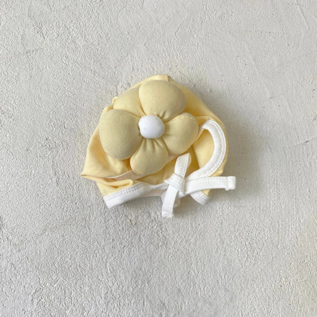ベビー用帽子 Yellow / One Size ベビー帽子 ビッグぷっくりフラワーアップリケボンネット帽子【mh0007632】