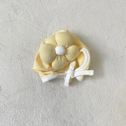 ベビー用帽子 Yellow / One Size ベビー帽子 ビッグぷっくりフラワーアップリケボンネット帽子【mh0007632】