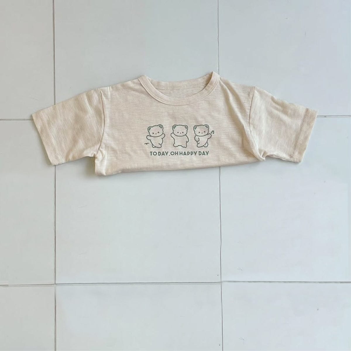 半袖Tシャツ Apricot / 66cm うさぎ/くまプリント半袖Tシャツ【mh0010214】