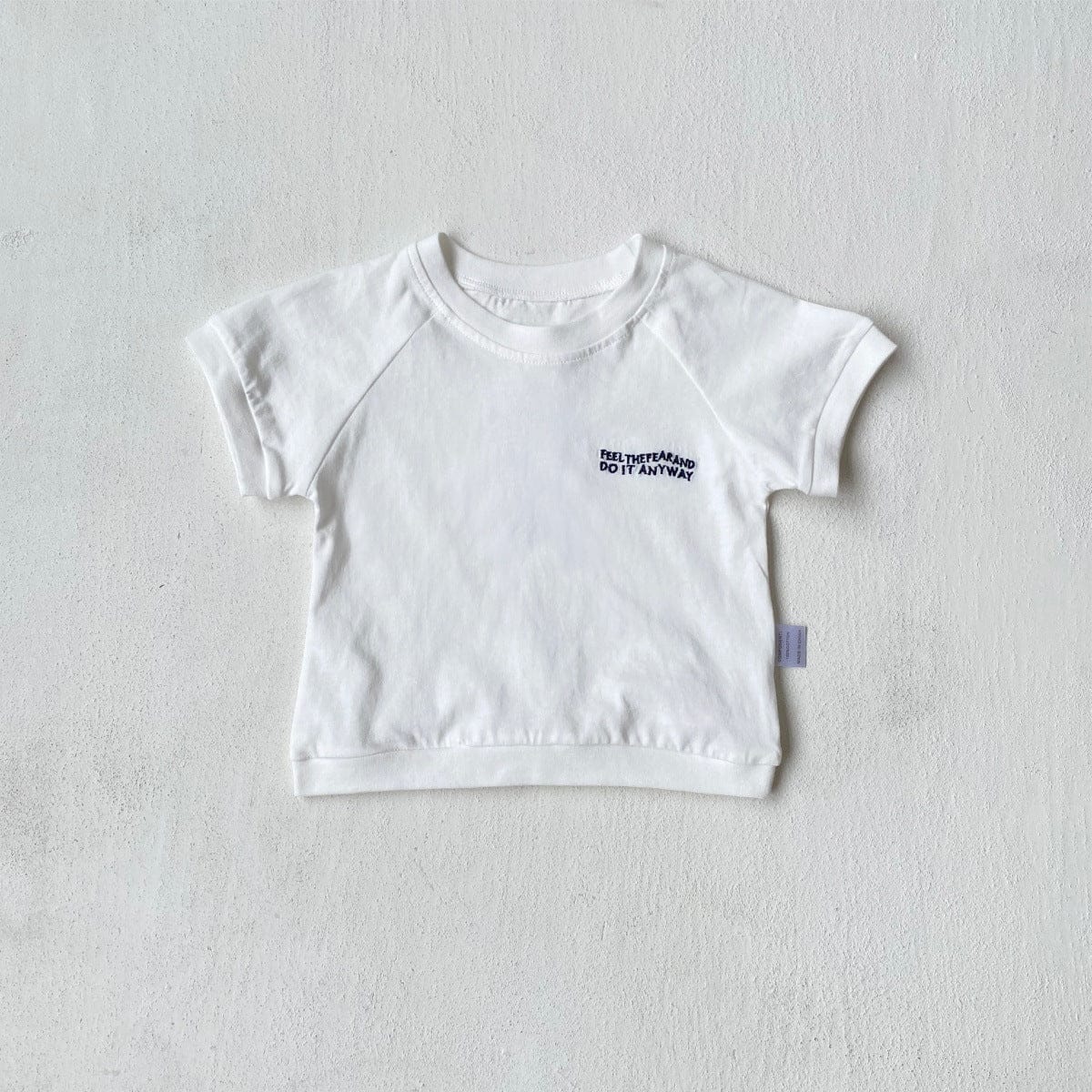 半袖Tシャツ Beige / 73cm レターロゴ刺繍半袖Tシャツ【mh0009981】