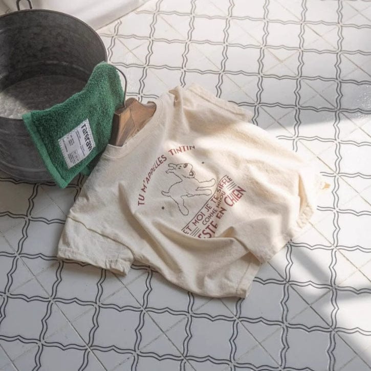 半袖Tシャツ Beige / 73cm 犬ドッグプリント半袖Tシャツ【mh0010207】