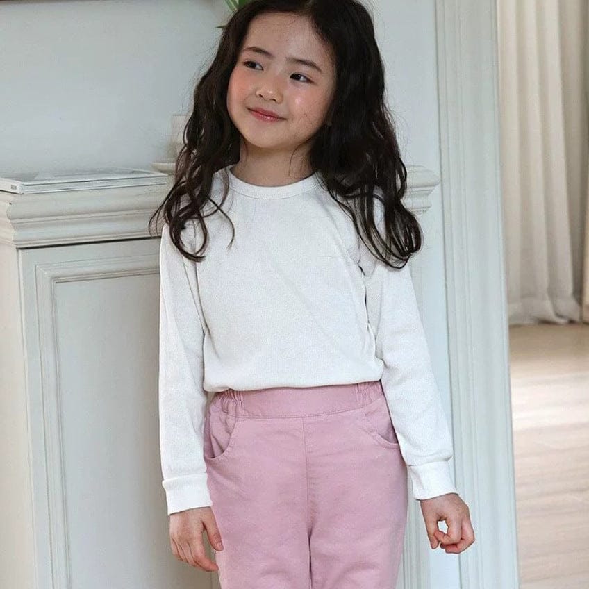 長袖Tシャツ Beige / 90cm リブコットン長袖カットソーTシャツ【mh0011107】