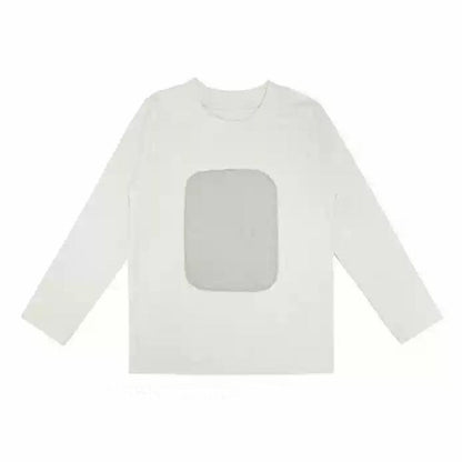 長袖Tシャツ Creamy White / 90cm 幾何学モチーフワッペン長袖Tシャツ【mh0011115】