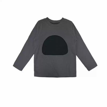 長袖Tシャツ Gray / 90cm 幾何学モチーフワッペン長袖Tシャツ【mh0011115】