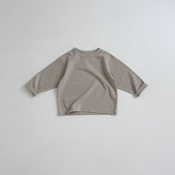 長袖Tシャツ Light Gray / 73cm 長袖Tシャツ 無地 ベーシック シンプル コットン素材 ルーズトップス【mh0011364】