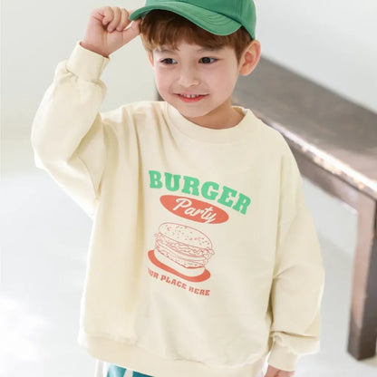 長袖Tシャツ ハンバーガーロゴプリント長袖スウェットシャツ【mh0011106】