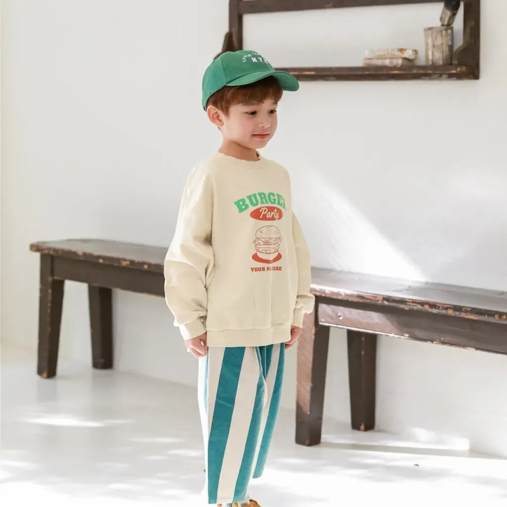 長袖Tシャツ ハンバーガーロゴプリント長袖スウェットシャツ【mh0011106】