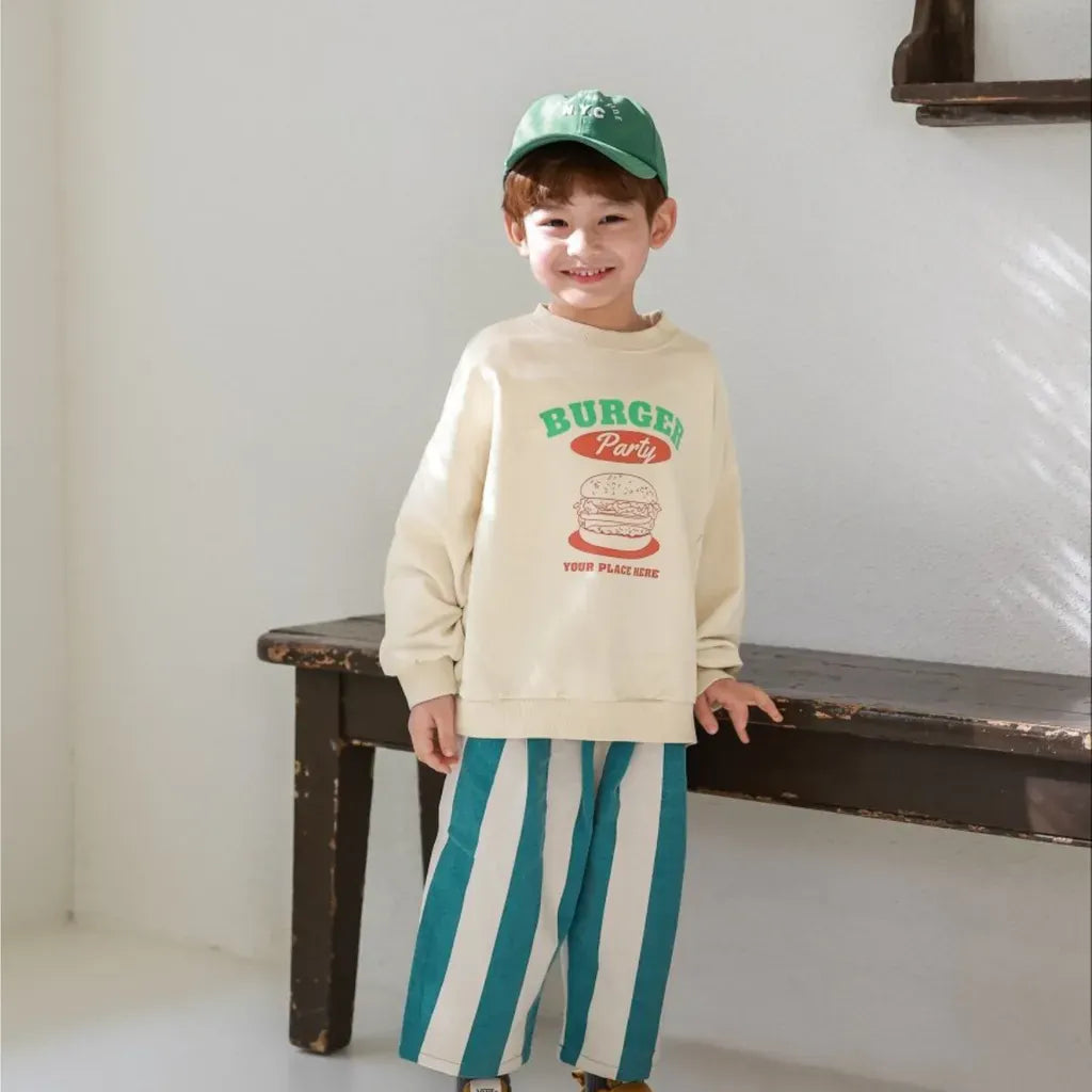 長袖Tシャツ ハンバーガーロゴプリント長袖スウェットシャツ【mh0011106】