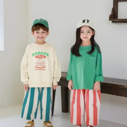 長袖Tシャツ ハンバーガーロゴプリント長袖スウェットシャツ【mh0011106】