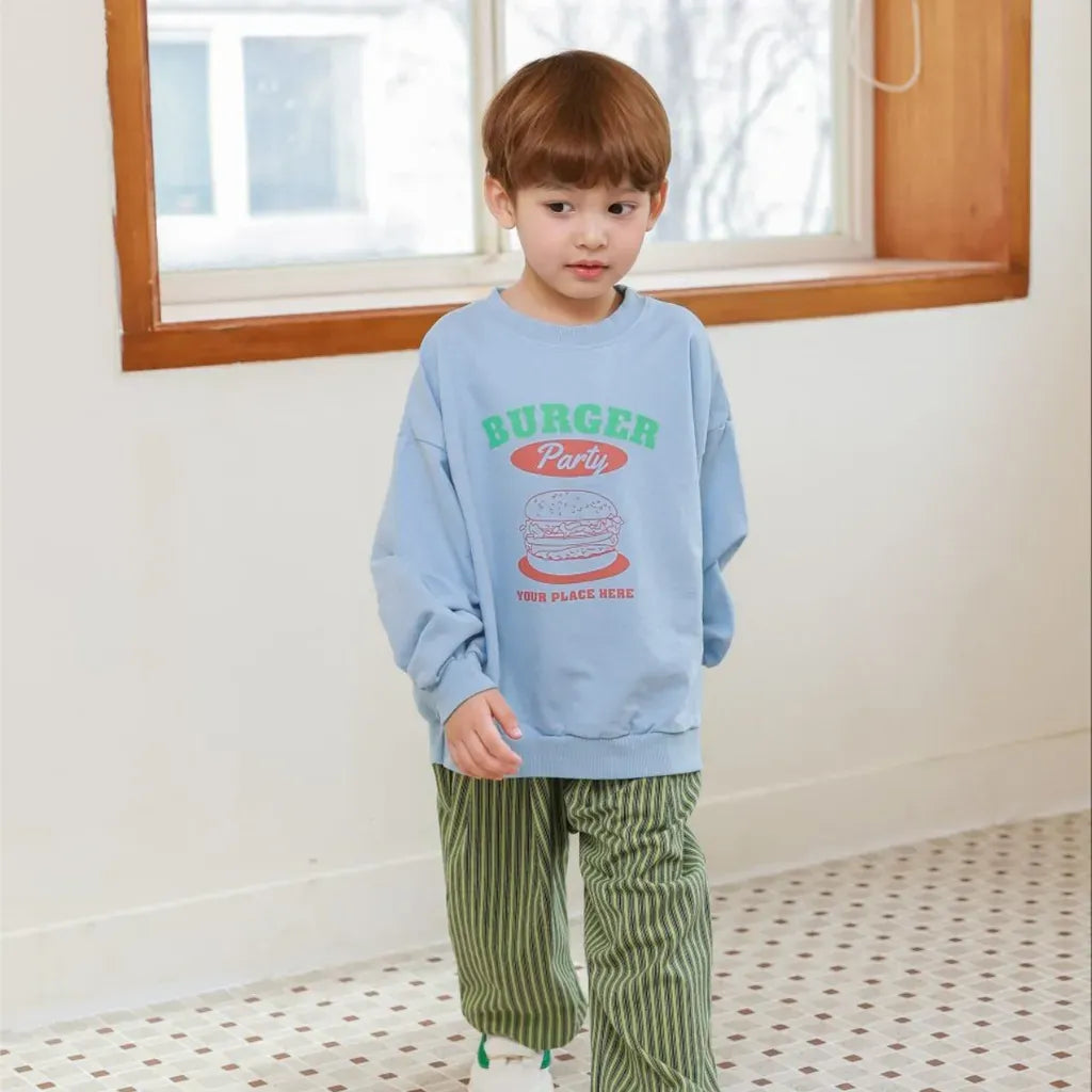 長袖Tシャツ ハンバーガーロゴプリント長袖スウェットシャツ【mh0011106】