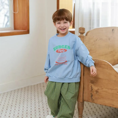 長袖Tシャツ ハンバーガーロゴプリント長袖スウェットシャツ【mh0011106】