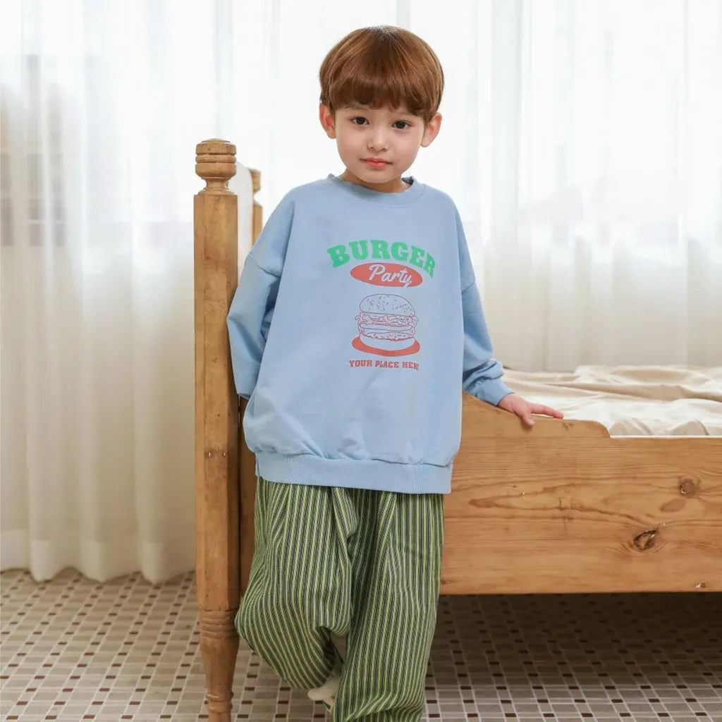 長袖Tシャツ ハンバーガーロゴプリント長袖スウェットシャツ【mh0011106】