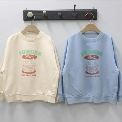 長袖Tシャツ ハンバーガーロゴプリント長袖スウェットシャツ【mh0011106】