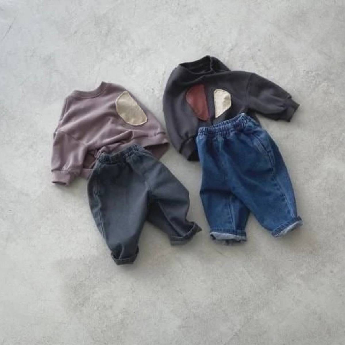 長袖Tシャツ 長袖スウェットシャツトレーナー レトロパッチワークキッズトップス【mh0011358】