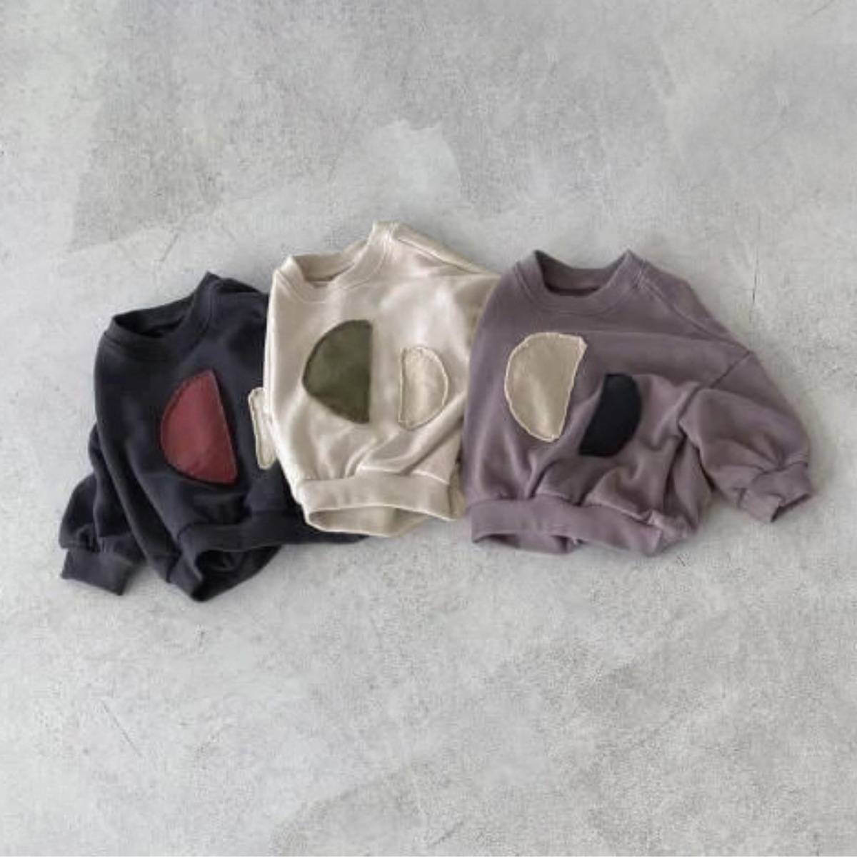 長袖Tシャツ 長袖スウェットシャツトレーナー レトロパッチワークキッズトップス【mh0011358】