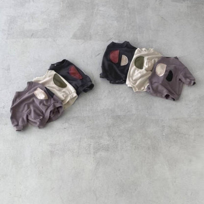 長袖Tシャツ 長袖スウェットシャツトレーナー レトロパッチワークキッズトップス【mh0011358】