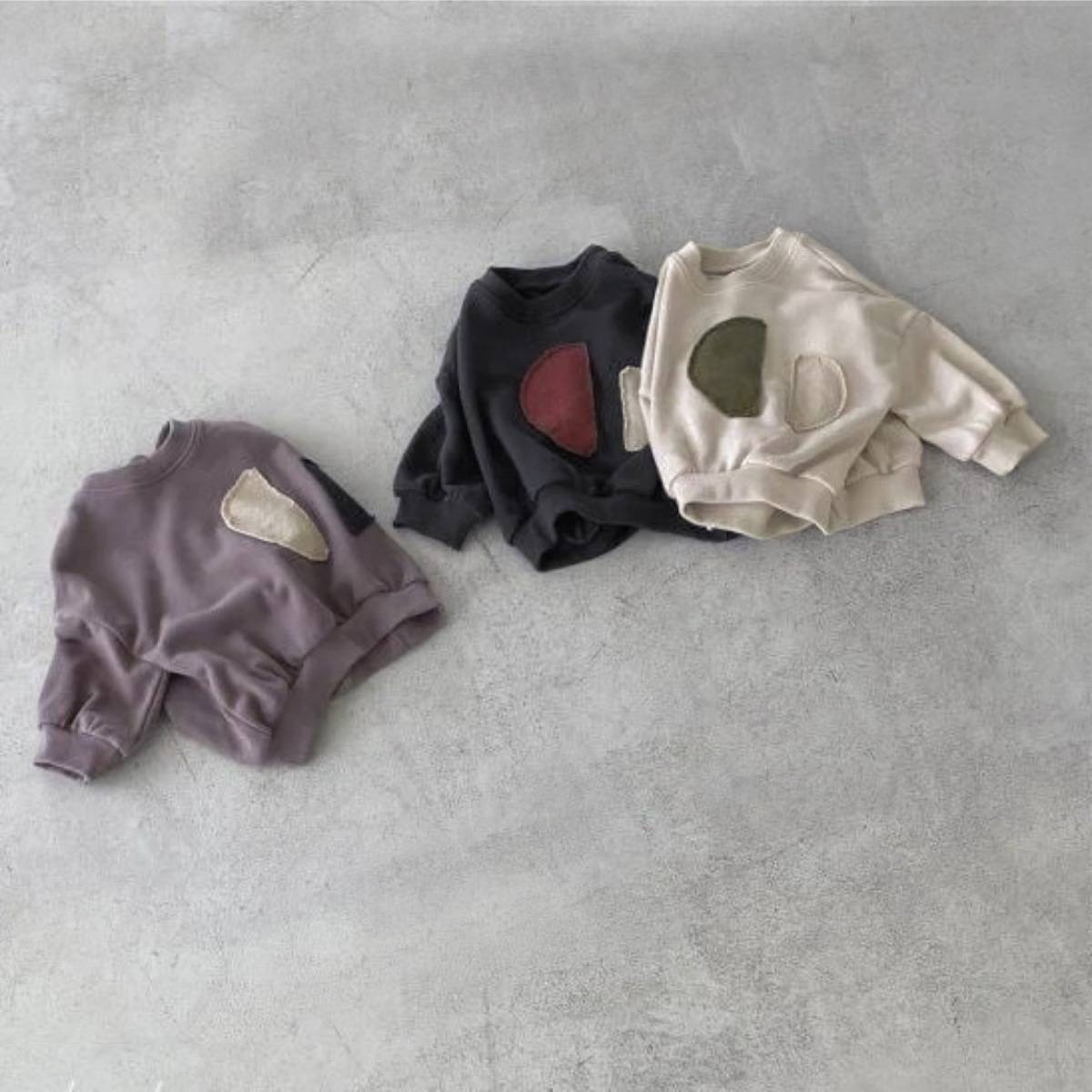 長袖Tシャツ 長袖スウェットシャツトレーナー レトロパッチワークキッズトップス【mh0011358】