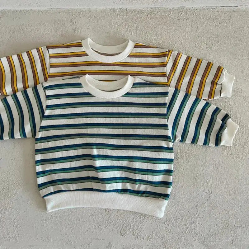 長袖Tシャツ ベビートップス ボーダー長袖スウェットTシャツ【mh0008531】