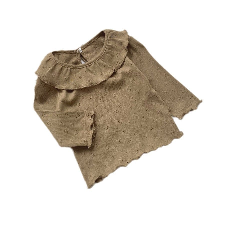 長袖Tシャツ ラッフルフリルハートレースニット長袖Tシャツ【mh0009667】