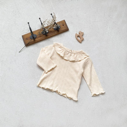 長袖Tシャツ ラッフルフリルハートレースニット長袖Tシャツ【mh0009667】