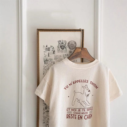 半袖Tシャツ 犬ドッグプリント半袖Tシャツ【mh0010207】