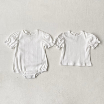 半袖Tシャツ レースニット半袖パフスリーブTシャツ【mh0010210】