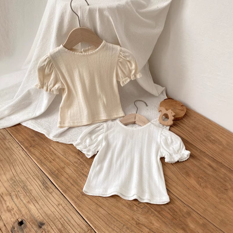 半袖Tシャツ レースニット半袖パフスリーブTシャツ【mh0010210】