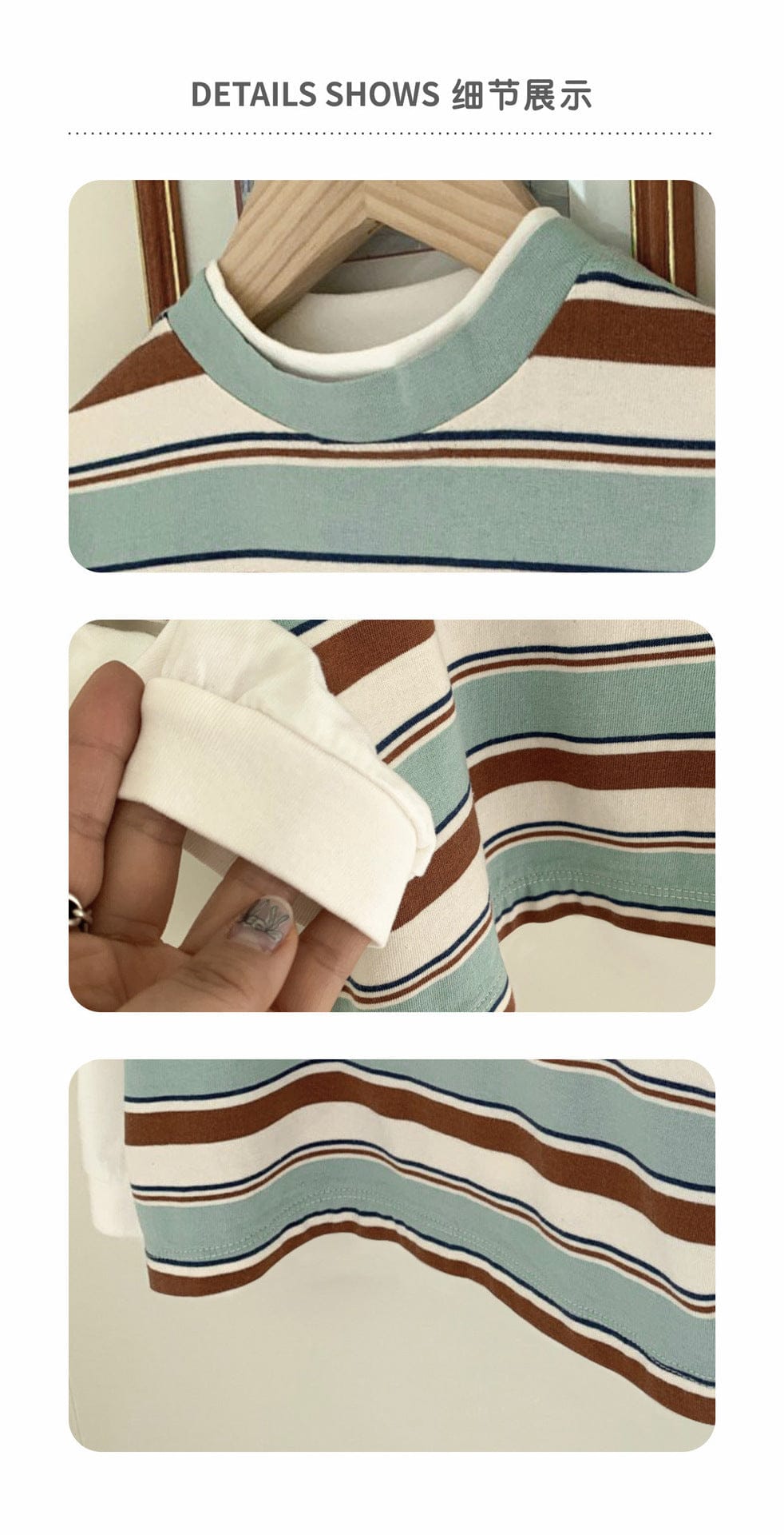 長袖Tシャツ 重ね着風長袖Tシャツ ボーダー柄 フェイクレイヤード コットンキッズトップス【mh0010883】