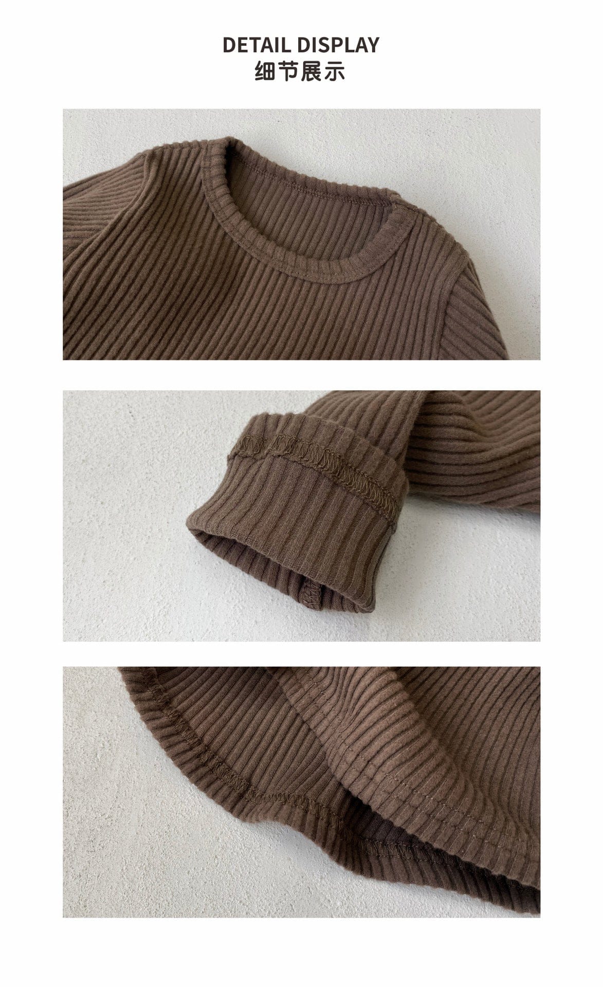 長袖Tシャツ リブ編み長袖Tシャツ シンプルデザイン コットンキッズトップス【mh0010897】