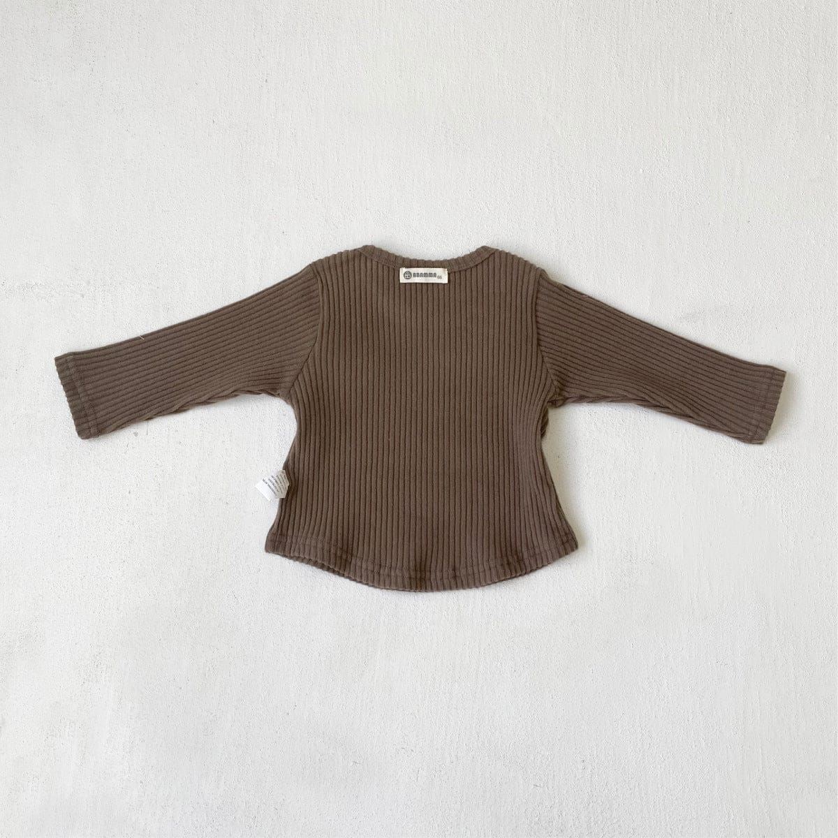 長袖Tシャツ リブ編み長袖Tシャツ シンプルデザイン コットンキッズトップス【mh0010897】