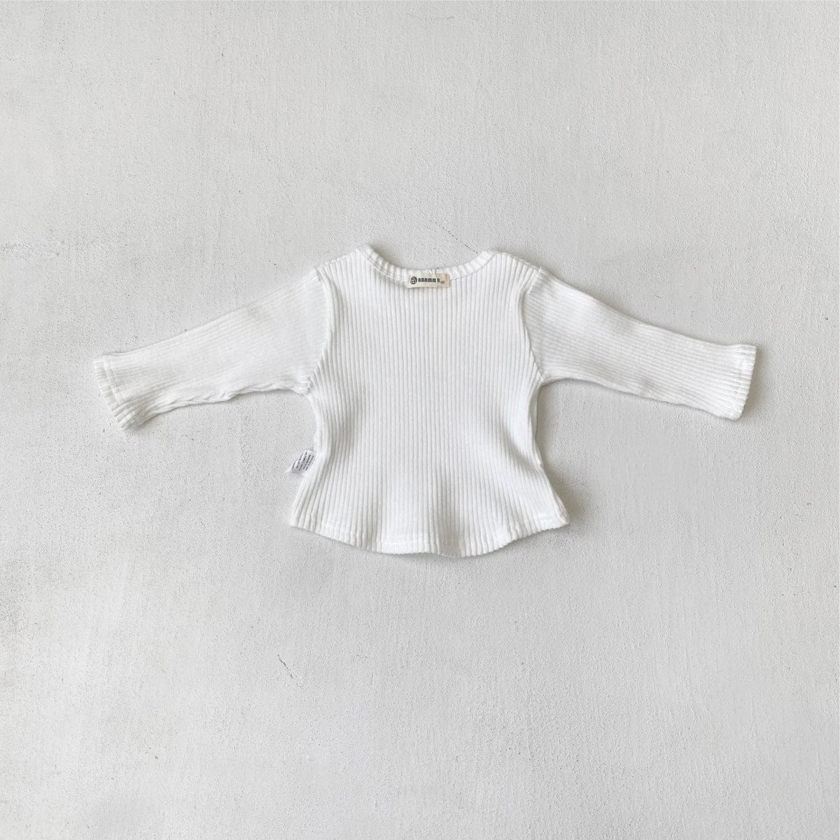 長袖Tシャツ リブ編み長袖Tシャツ シンプルデザイン コットンキッズトップス【mh0010897】