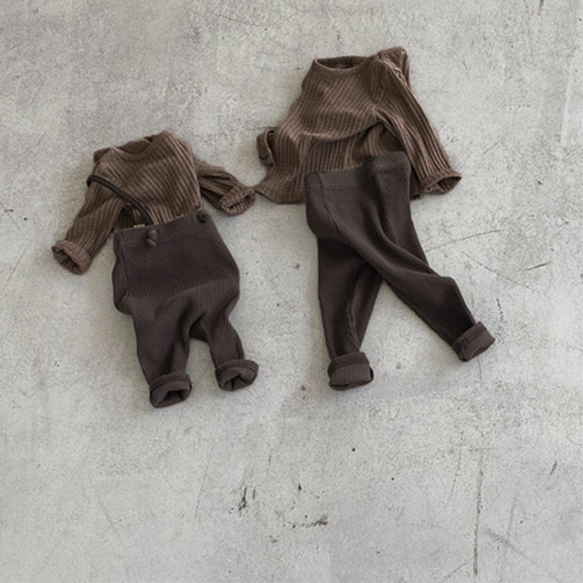 長袖Tシャツ リブ編み長袖Tシャツ シンプルデザイン コットンキッズトップス【mh0010897】