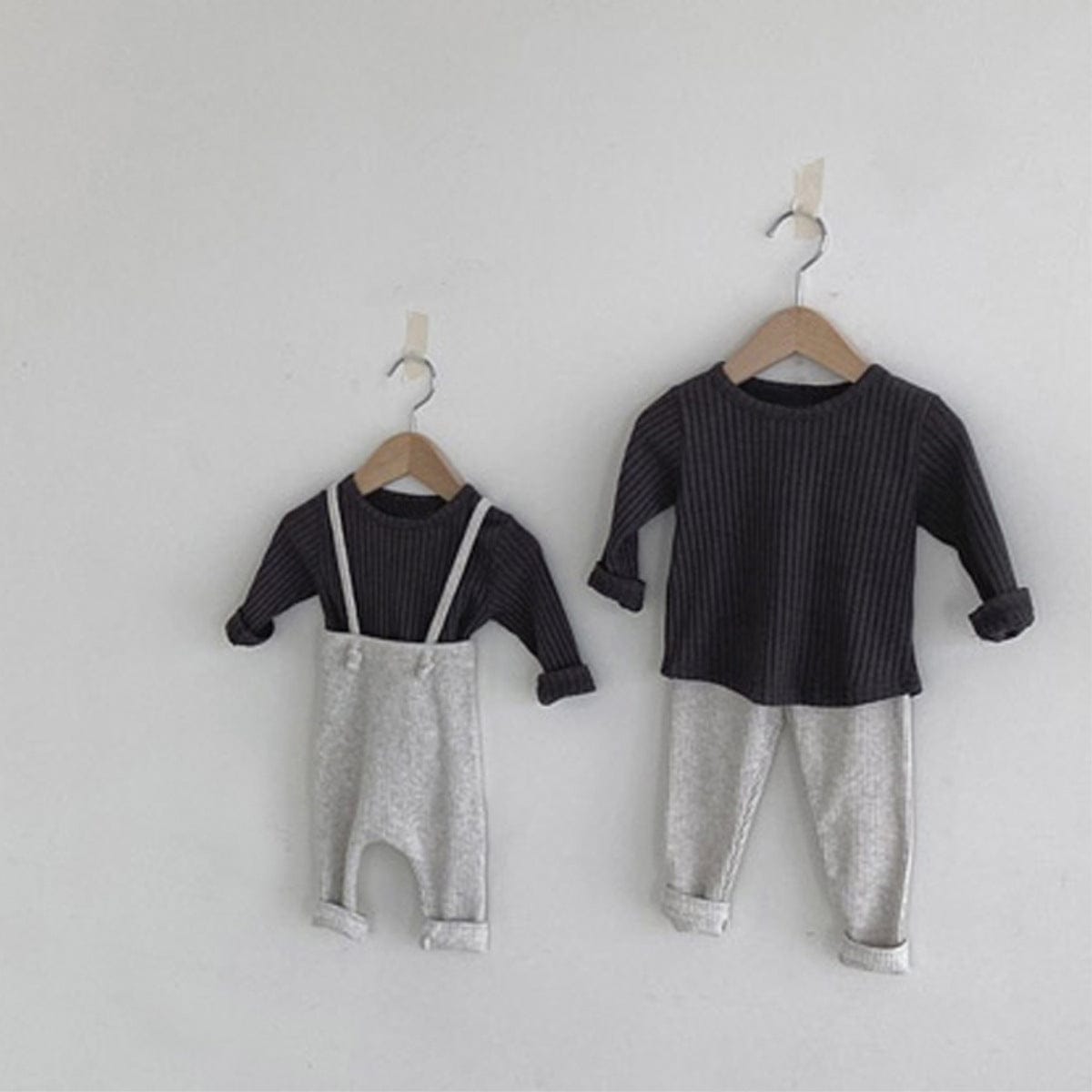 長袖Tシャツ リブ編み長袖Tシャツ シンプルデザイン コットンキッズトップス【mh0010897】