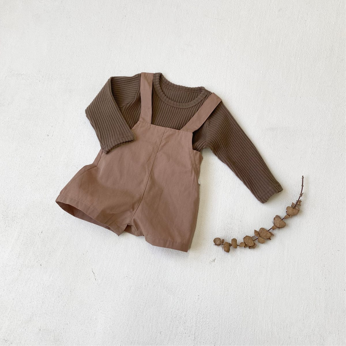 長袖Tシャツ リブ編み長袖Tシャツ シンプルデザイン コットンキッズトップス【mh0010897】