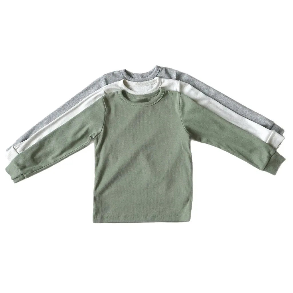 長袖Tシャツ リブコットン長袖カットソーTシャツ【mh0011107】