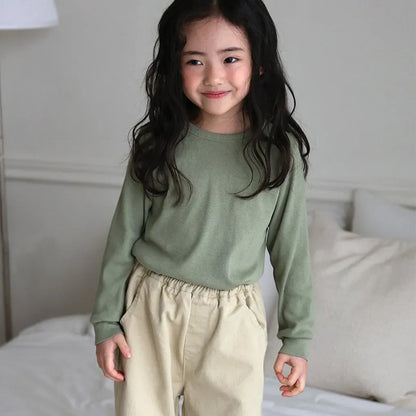 長袖Tシャツ リブコットン長袖カットソーTシャツ【mh0011107】