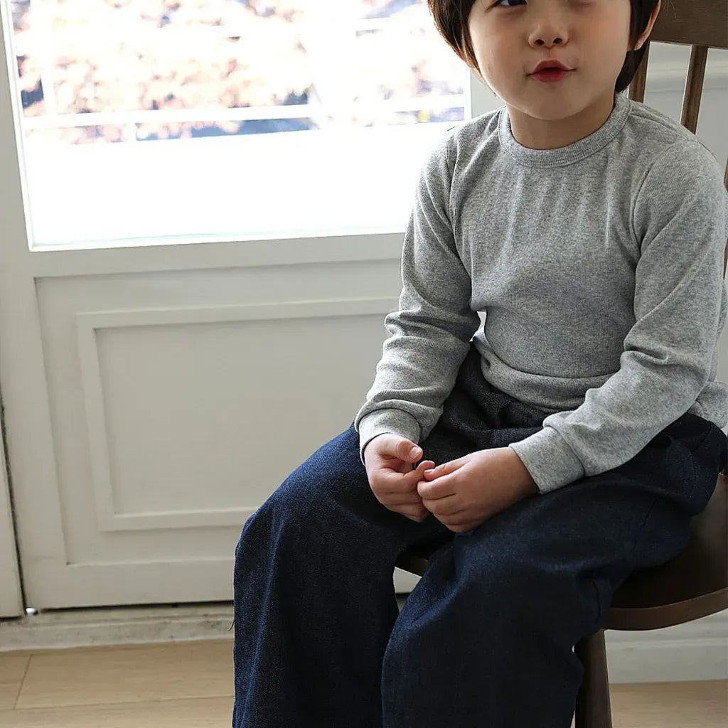 長袖Tシャツ リブコットン長袖カットソーTシャツ【mh0011107】